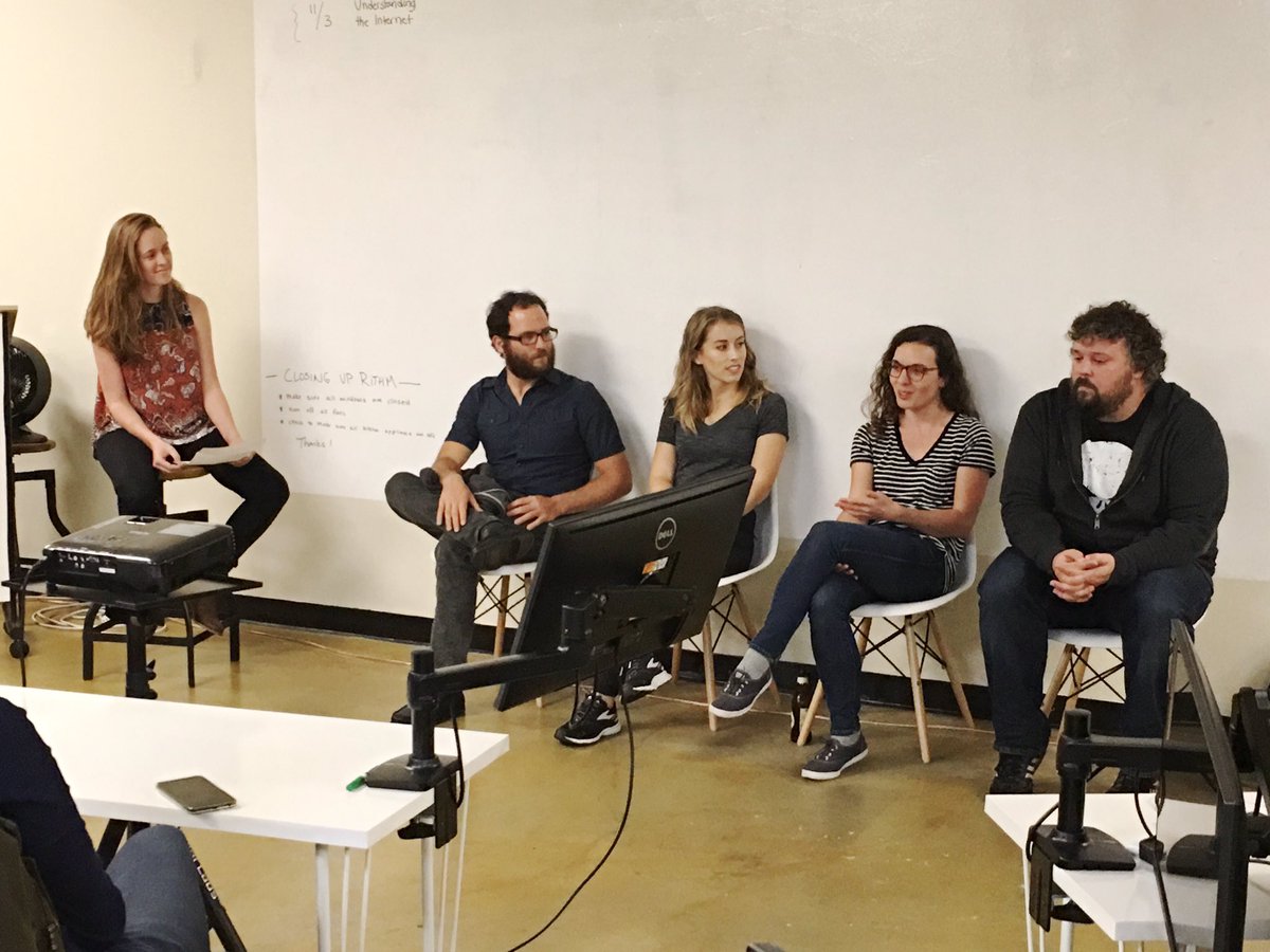 Hackbright's tweet photo. "Lean into the hard, don't be easy on yourself."@EmmaAnAnalyst @eventbrite #engineer/HB alum on focusing at bootcamp https://t.co/4Xd7konGJ1