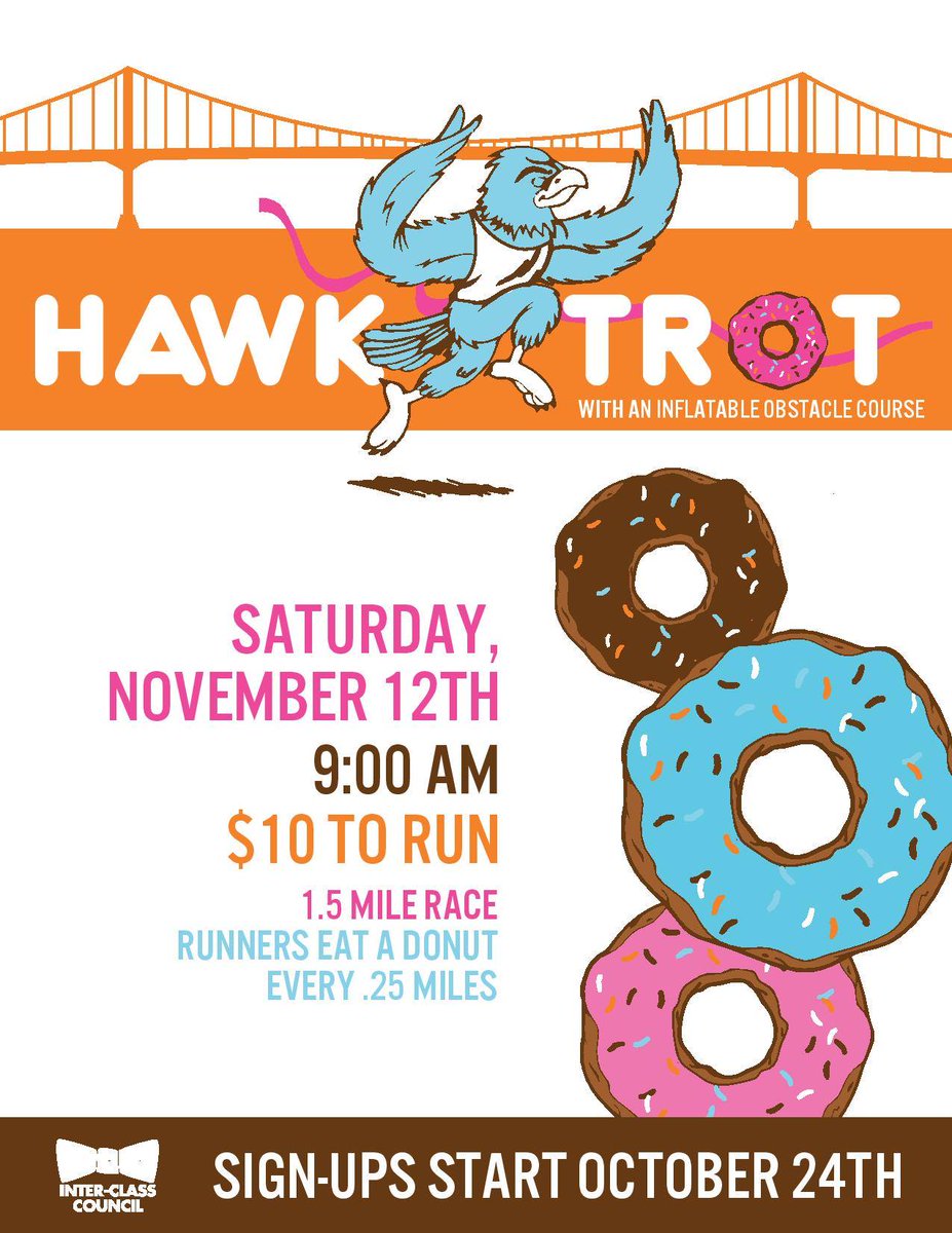 rwuicc's tweet photo. My Number:
Sign up today for the ICC Hawktrot 1.5 miles Saturday November 12th at 9 am. $10 to sign up! https://t.co/6FGgSB5A6w