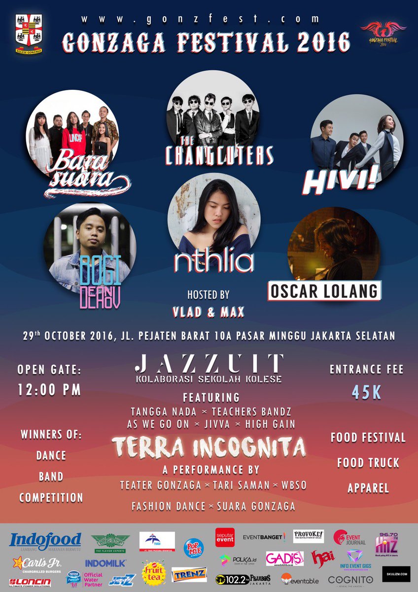 #HiViTrivia Today Stage: Sabtu 29 Oktober 2016 . <a href="/gonzfest/">Gonzaga Festival</a> 2016 . SMA Gonzaga, Jakarta Selatan . 7PM . HTM: 45K