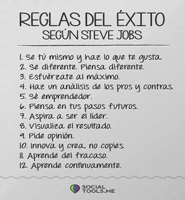 IgnixionMx's tweet photo. #MientrasOtrosSufrenPorAmor aquí te dejamos las reglas del éxito según el mismísimo #SteveJobs. Imagen. @SocialToolsES
#Ignixion https://t.co/3CumO17XqK