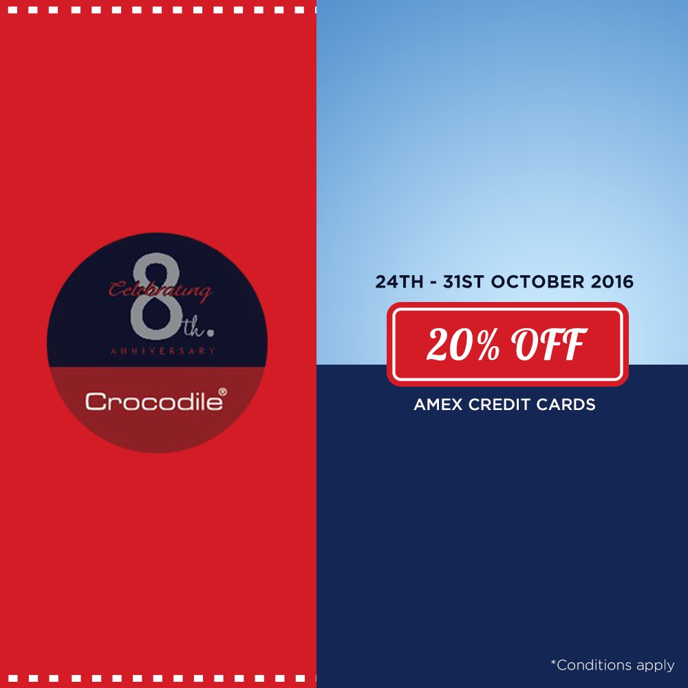 Crocodile_SL's tweet photo. Enjoy 20% OFF on purchases at our Flagship Store with your Amex credit card. https://t.co/OyZSFzMq6t