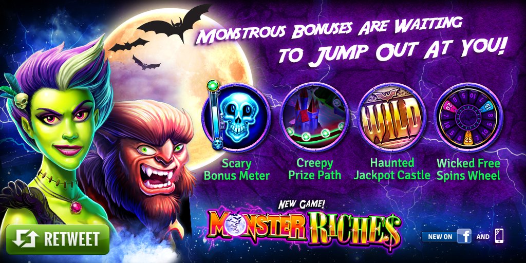 🎃 Monster Riches 🎃 is sending a spook through the slots and is ready to shock you with 🎁 big wins! 💰 Retweet for 5k! bit.ly/2cUBQ9t