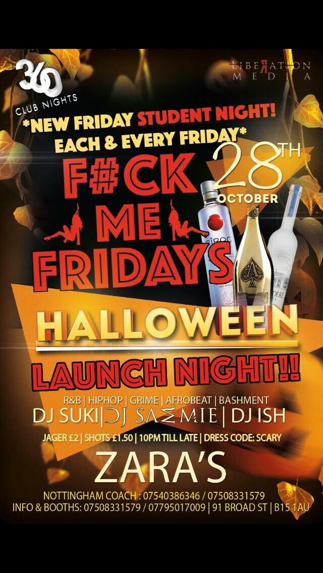 ATTENTION ALL STUDENTS !! Your urban Friday nights are here! This Friday 28th October at Zara's VIP   (Upstairs nightclub)