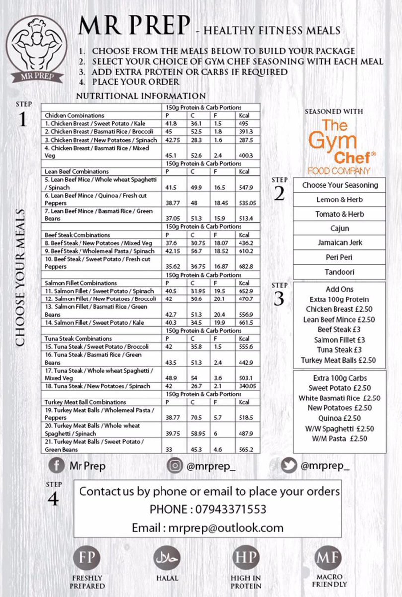 MrPrep_'s tweet photo. Call 07943371553 to place your orders
Menu and meal nutritional values available below #MrPrep #ReadyPrepGrow #MealPrep #Healthy #Food https://t.co/JpG0INf7Zr