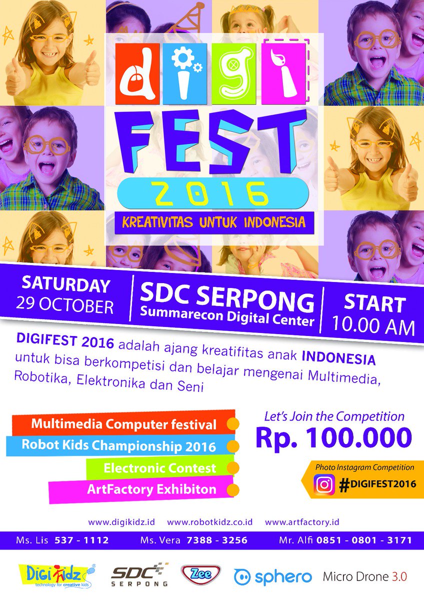 superkidsINA's tweet photo. Calling to Superkids Jakarta!!
Ayo ikutan DIGIFEST 2016 present by Digi Kidz, 29 Oktober 2016, @SDCSerpong .Ms. Lisa 537-1112 #DIGIFEST2016 https://t.co/VwleEQOcUU