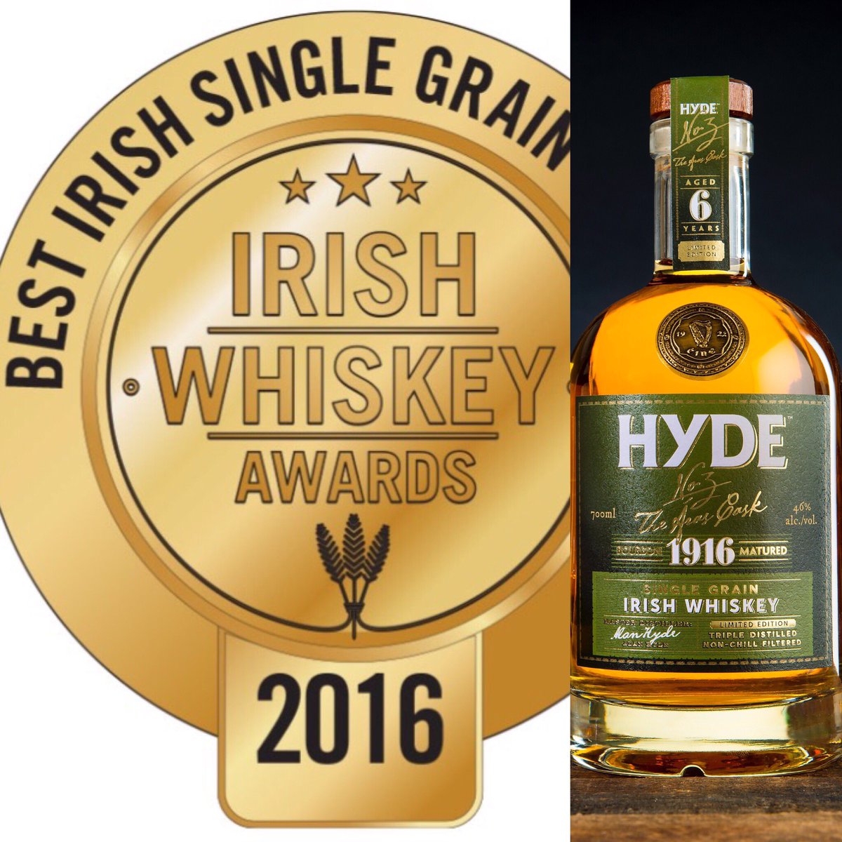 HydeWhiskey's tweet photo. DUBLIN: Sample this years #IWA16 GOLD MEDAL winner on Sat 5th Nov in Dublin Castle at @WhiskeyLiveDub https://t.co/vu2tusOJ8u #WLD16 https://t.co/0XM8Tj50j2