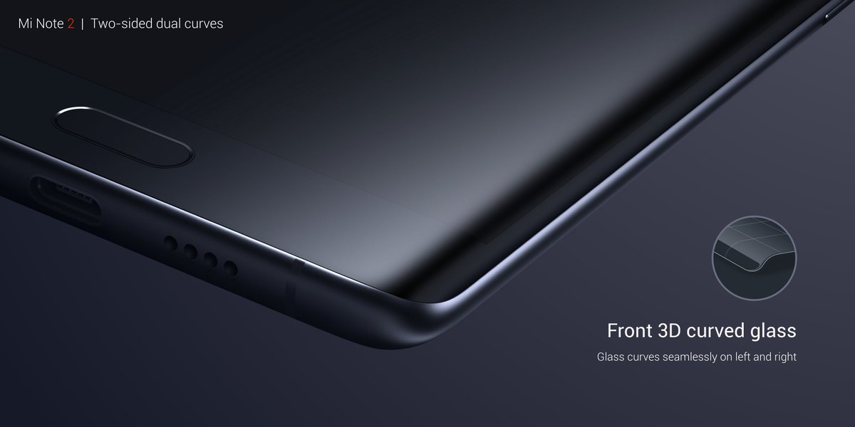 hbarra's tweet photo. #MiNote2 - front &amp; back 3D curved glass, 5.7” flexible OLED display, SD821 2.35GHz, 37 global bands, 22.56MP camera, RMB3499 https://t.co/4kfCR6ELjx