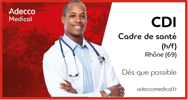 AdeccoMedical's tweet photo. #Recrutement : nous recherchons un #Cadre de #santé (h/f) en #CDI dans le Rhône. https://t.co/oAGH3y9V9B https://t.co/aOyE23rUSk