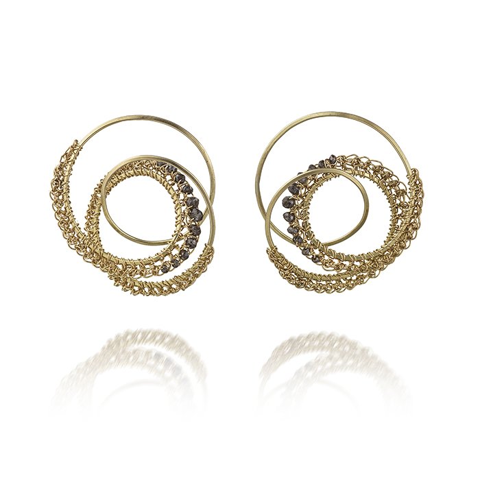 DazeraJewels's tweet photo. If you've been surprised by @RoyalNeedlework's #StoriesinStitch, take a closer look at these knitted gold #earrings by #TeriHowes. https://t.co/6x1PIkafaS