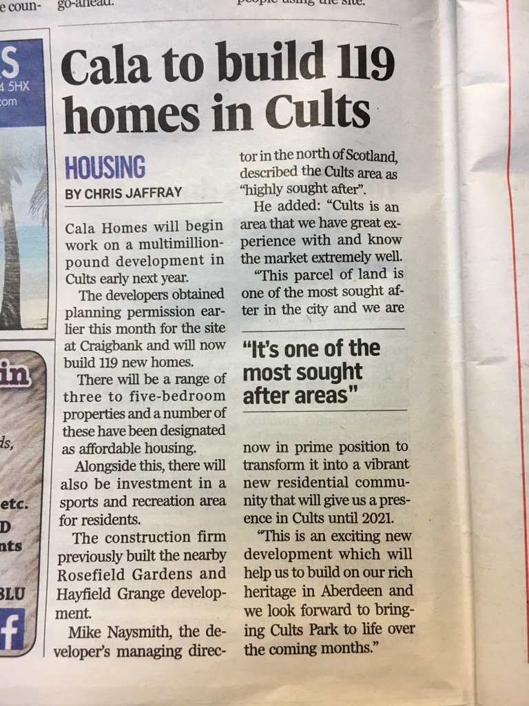 #Cala #Aberdeen - great to see a commitment from a company born in Aberdeen.