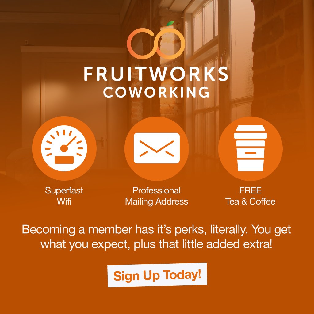FruitworksCo's tweet photo. #Coworking in Fruitworks is #Perkalicious! Want to see more about what we offer? It's all here 👍 https://t.co/8ofYs4ajqW https://t.co/N0MjRSxyEo