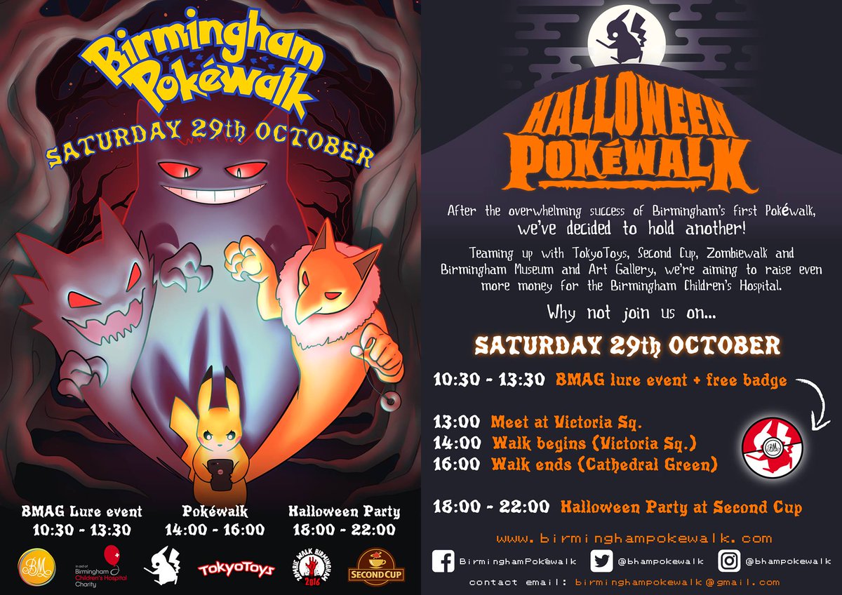 BhamPokewalk's tweet photo. Our #Halloween after-party will be taking place at @SecondCupBirm and is supported by @ZombieWalkBham - https://t.co/grOraDu2Mt https://t.co/ujiM0bj1TM