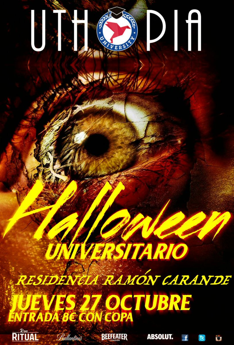 #Uthopia #Sevilla 

#JuevesHalloween 

#Entrada #Anticipada 8€ Con Copa !!

+info: 671382691 #WhatsApp

<a href="/SevillaInforma/">Sevillainforma</a>
<a href="/FiestaenSevilla/">Fiesta en Sevilla</a>