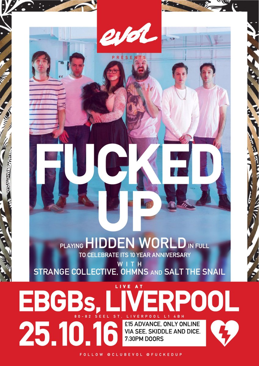 Punk Rock 101 Tonight <a href="/ebgbsliverpool/">E.B.G.B.S</a> 
<a href="/FUCKEDUP/">Fucked Up</a> <a href="/strngecollectiv/">Strange Collective</a> @Ohmnsohmns <a href="/YeahBuddyDIY/">Yeah Buddy</a> Tix <a href="/ProbeRecords/">Probe Records</a> <a href="/seetickets/">See Tickets</a> <a href="/skiddle/">Skiddle</a> <a href="/dicefm/">DICE</a>