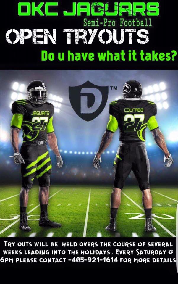 okc_jags's tweet photo. We still have a few spots open for anyone still wanting to try-out for the Oklahoma City Jags Semi pro league Dec 1 will be the deadline!!!! https://t.co/iY0zSLRooX