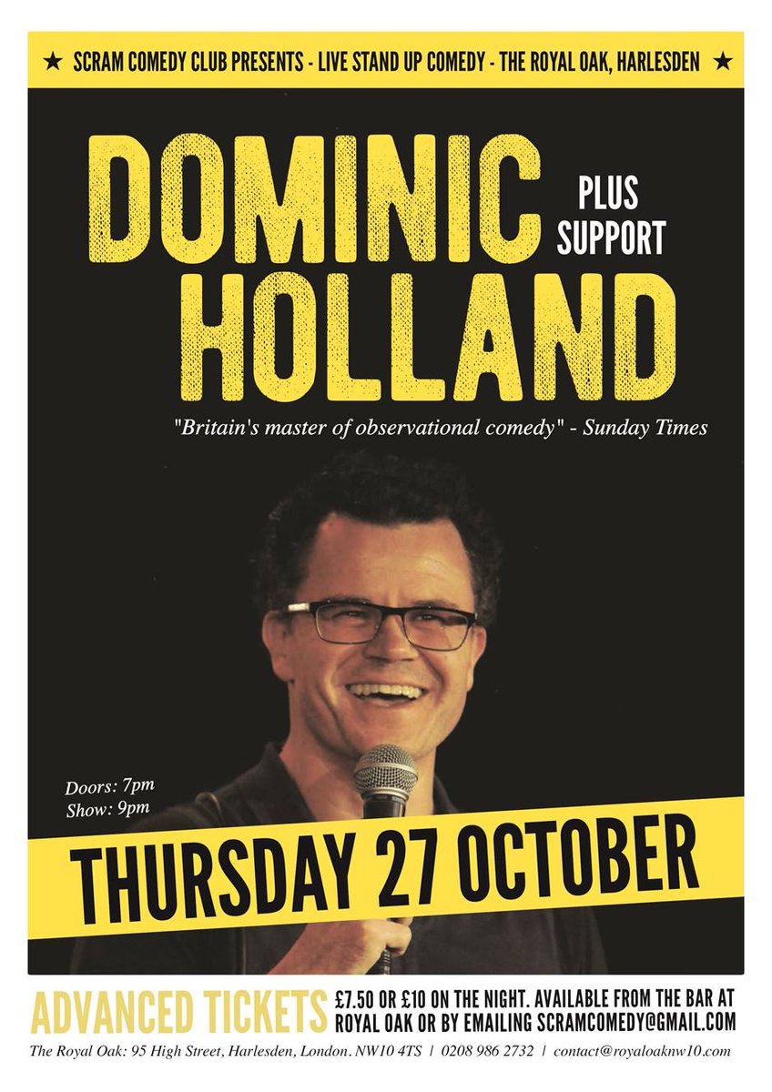 Scram_comedy's tweet photo. @RiseGuide This Thursday @RoyaloakNW10 Live stand up deets https://t.co/7ugboxTLTZ 20% discount on food! Don't miss! https://t.co/jiRNVqz1ct