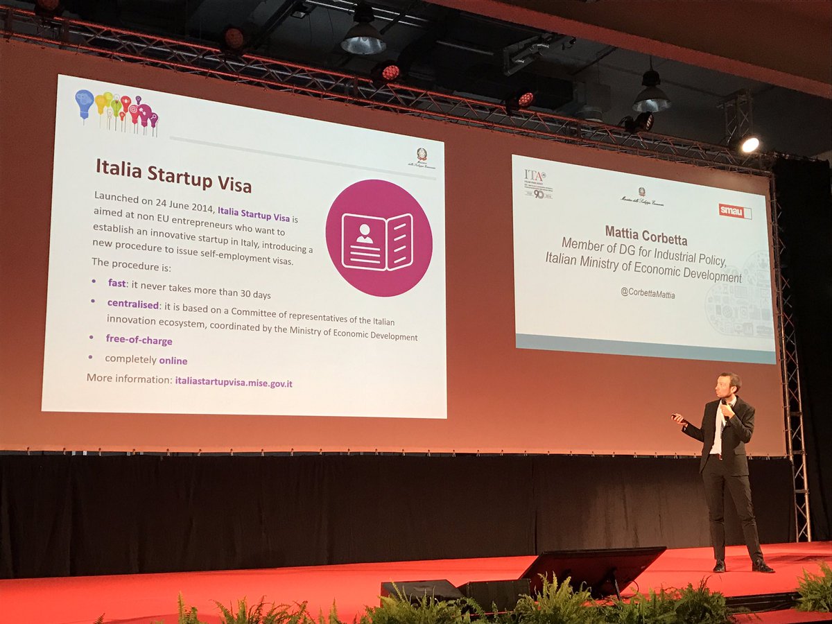 AlexanderRenz's tweet photo. @CorbettaMattia talks about Startup Visa to attract non EU talent. #Smau2016 https://t.co/8YQKRgNm9p