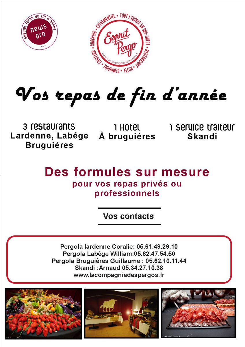 Pour vos repas de groupes, anni, repas d'entreprises, pensez Pergola. Plusieurs lieux, possibilités et offre sur mesure. #espritpergo