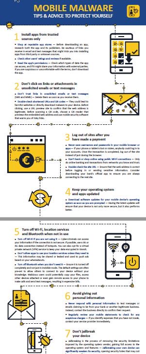 Europol's tweet photo. Secure your mobile against #mobilemalware by following these 9 tips. Download our infographic (pdf): https://t.co/BCSi0Mgehk #CyberSecMonth https://t.co/wv4Q0BGehv
