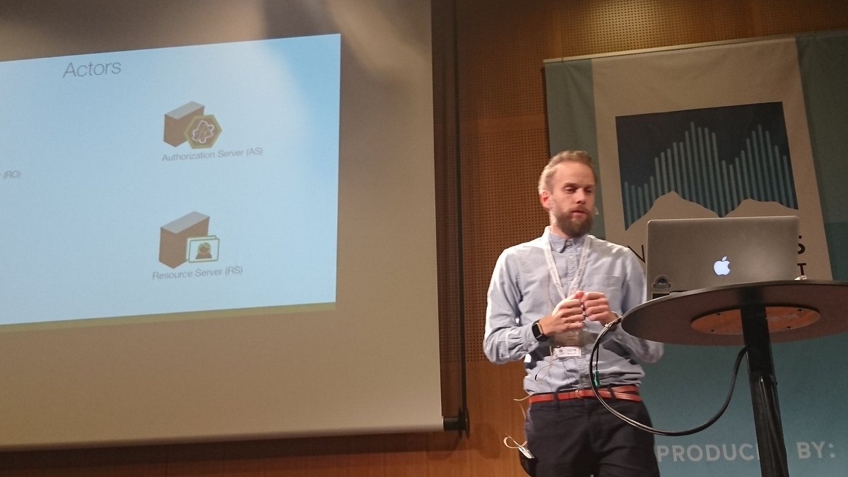 travisspencer's tweet image. . @jacobideskog, "I'll be talking today about OAuth as I usually do" :) #NordicAPis