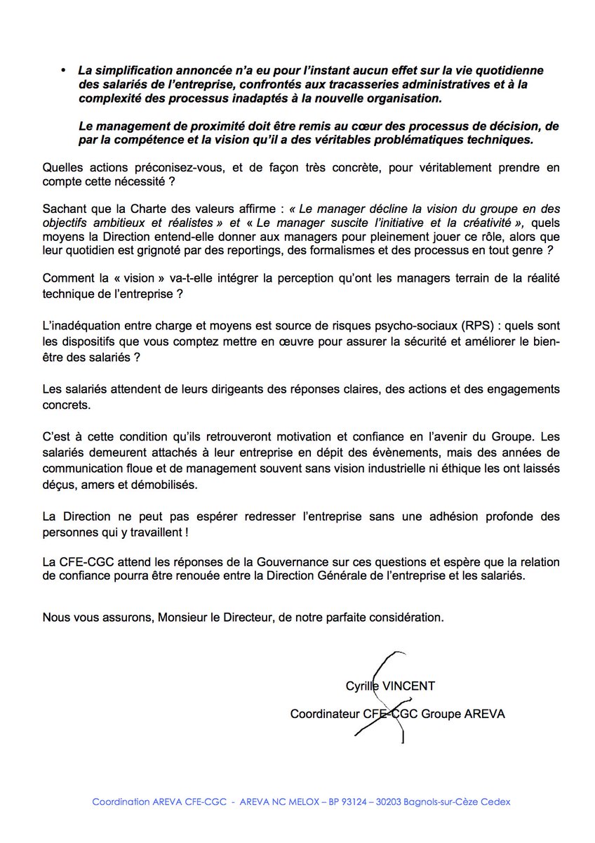 cfecgcareva's tweet photo. Méthodes d'amélioration de  compétitivité jugées inadéquates:la #CFECGCAREVA demande au DG #AREVA les mesures concrètes qu’il compte prendre https://t.co/RiZNUpGQmH