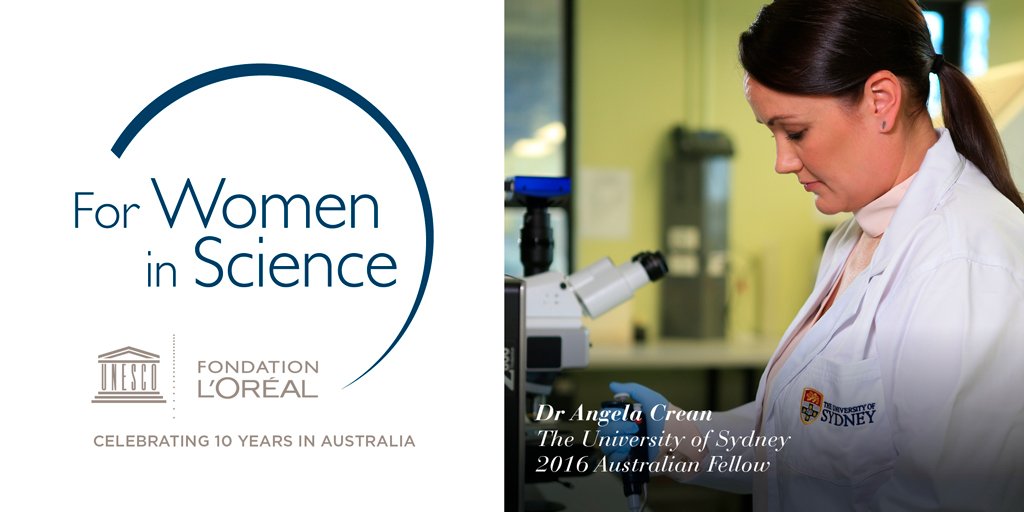 4womeninscience's tweet image. Congratulations Dr Angela Crean @Sydney_Uni, one of the 2016 L'Oreal-UNESCO @4womeninscience Australian Fellows #WomeninScience