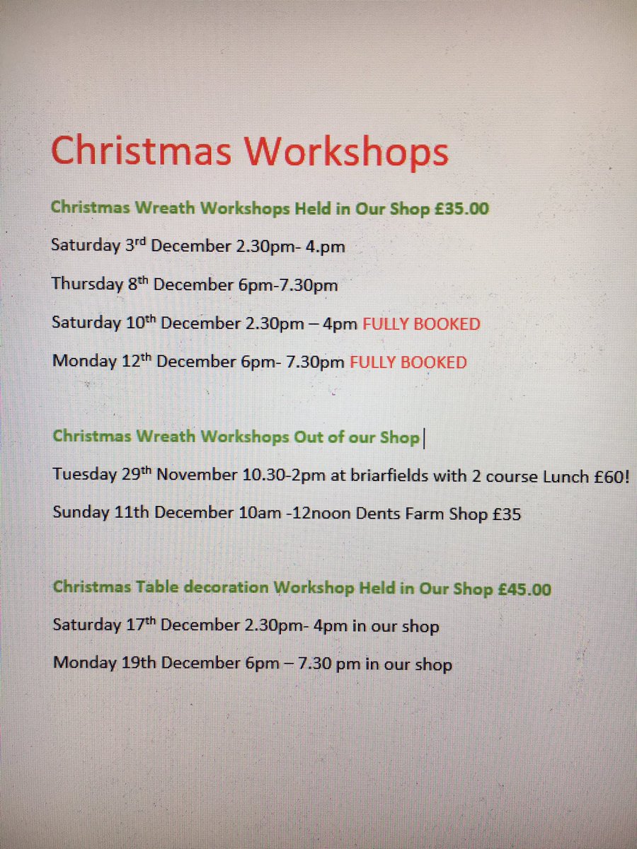 SwaffhamFlorist's tweet photo. **Christmas Workshops**
We also offer private workshops within our shop or at your own venue! https://t.co/LbIFCBuNox
