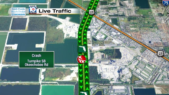 Crash on Turnpike SB beyond US-27 #traffic https://t.co/LeRex7Hcer