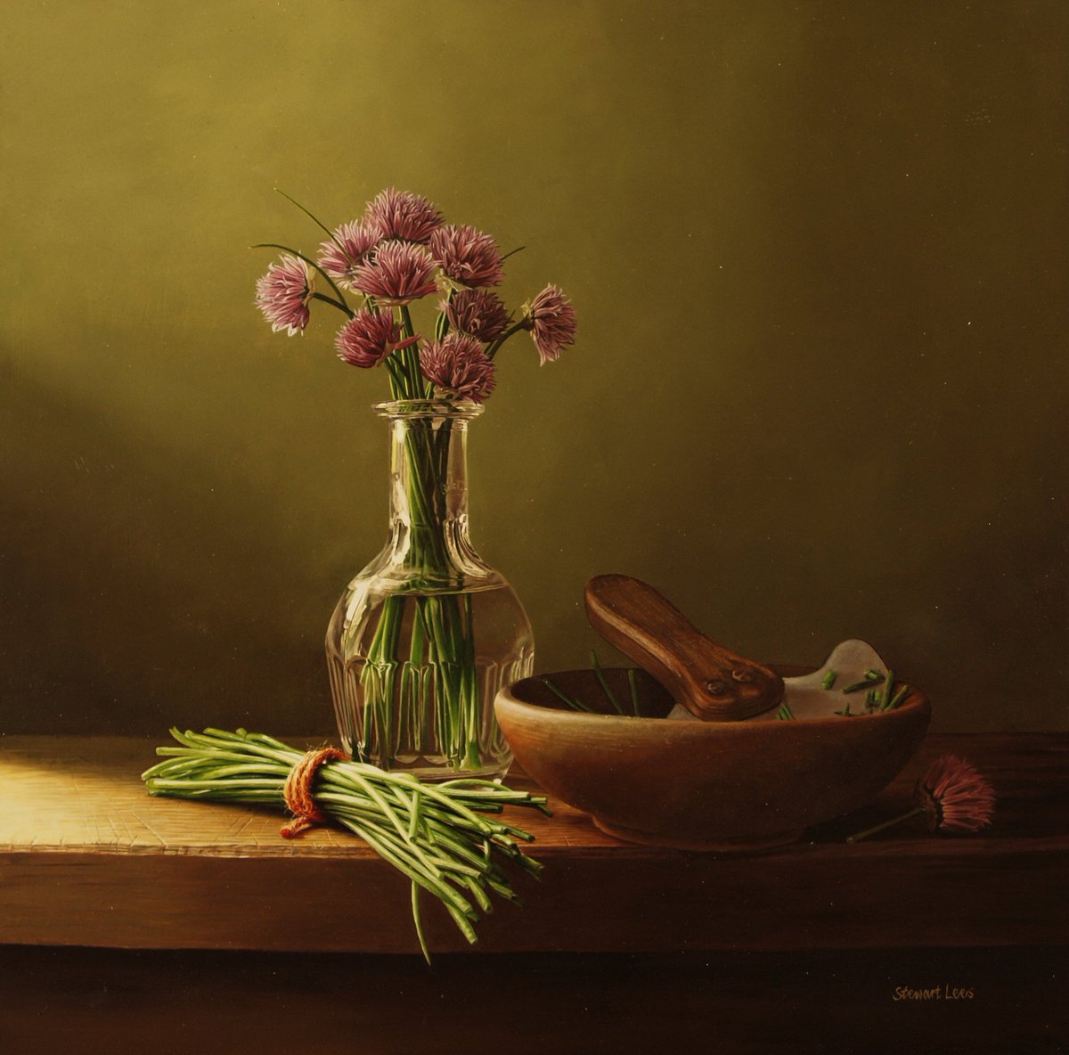 StewartLees2's tweet photo. New painting. The bloom in the lower right corner was vital for the composition but so difficult to judge colour values in such deep shadow. https://t.co/JALbxSIhl2