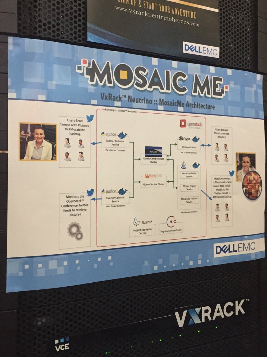 matteovari's tweet photo. #MosaicMe demo live architecture running on #VxRack Neutrino #hyperconverged solution built on #OpenStack #OpenStackSummit in #barcellona https://t.co/229MCRPbPv