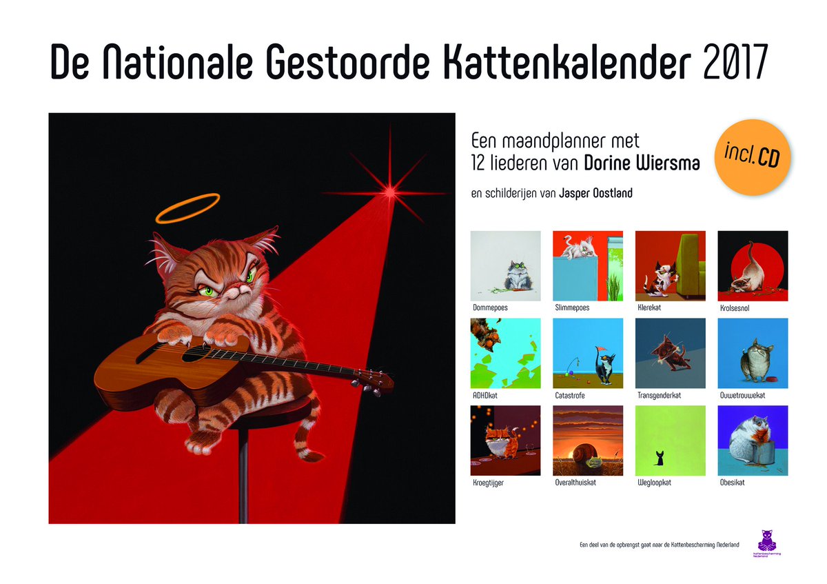 De Nationale Gestoorde Kattenkalender staat morgen ook in de Stadspers. Houdt uw brievenbus in de gaten dus!