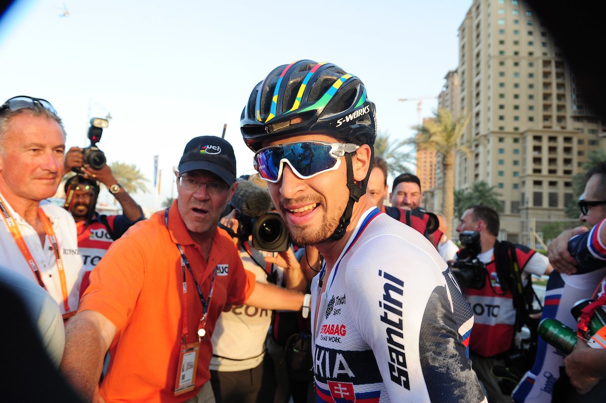 UCI_cycling's tweet photo. Peter Sagan @petosagan
๐ด๐ป๐๐
First ever rider to win the UCI WorldTour and UCI Road World Championships the same year.
#SuperPeter https://t.co/XmW5itv5Fh