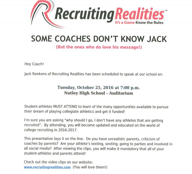 Don't forget about tonight if you have any interest in competing in college.