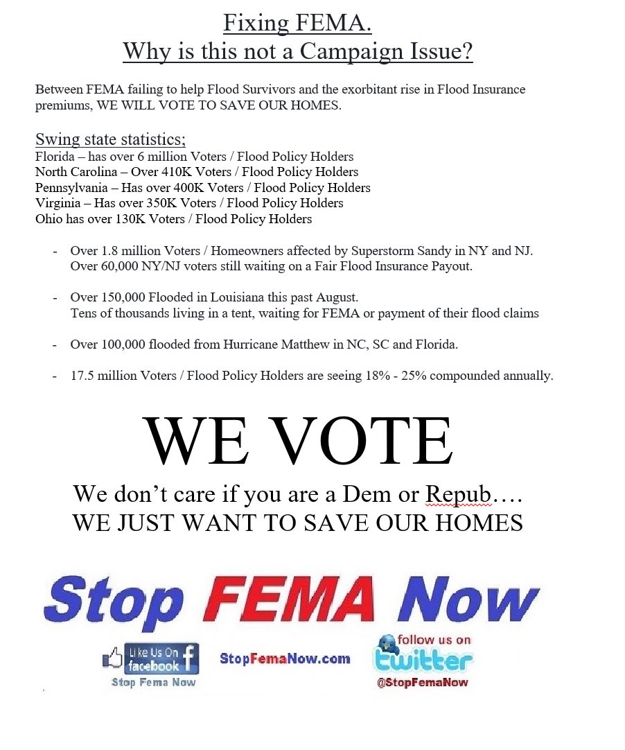StopFemaNow's tweet photo. @STOPFEMANOWLYCO Let everyone know how @Toomey is not a friend of Flood Policy holders and flood survivors.
@KatieMcGintyPA @FEMAgate https://t.co/XRsXtCUD8y
