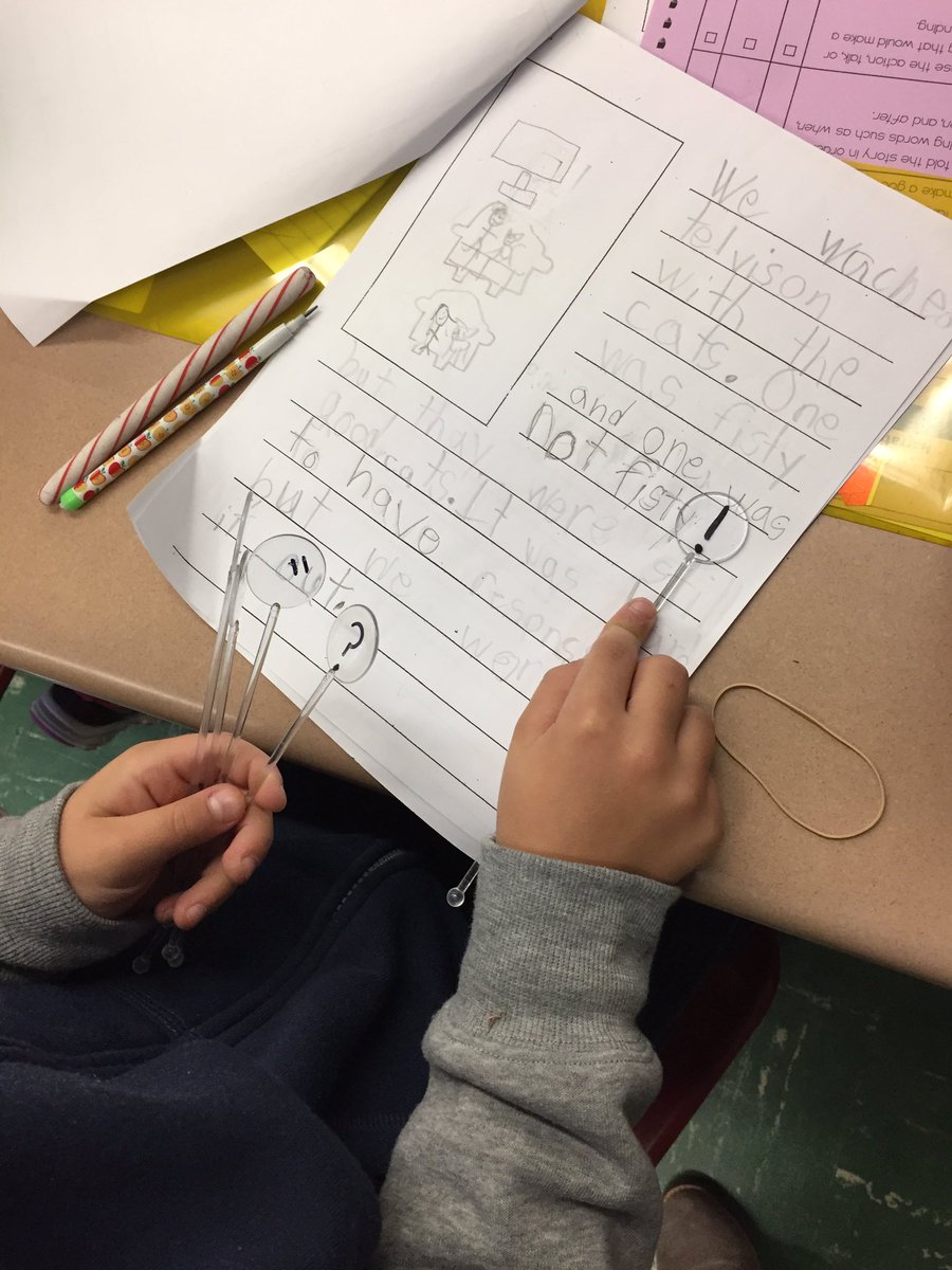 ewhitehouse09's tweet photo. We write with our readers in mind! How do I want my reader to read my writing? Punctuation sticks help us decide when we are editing! #tcrwp https://t.co/D1KMOQetGa