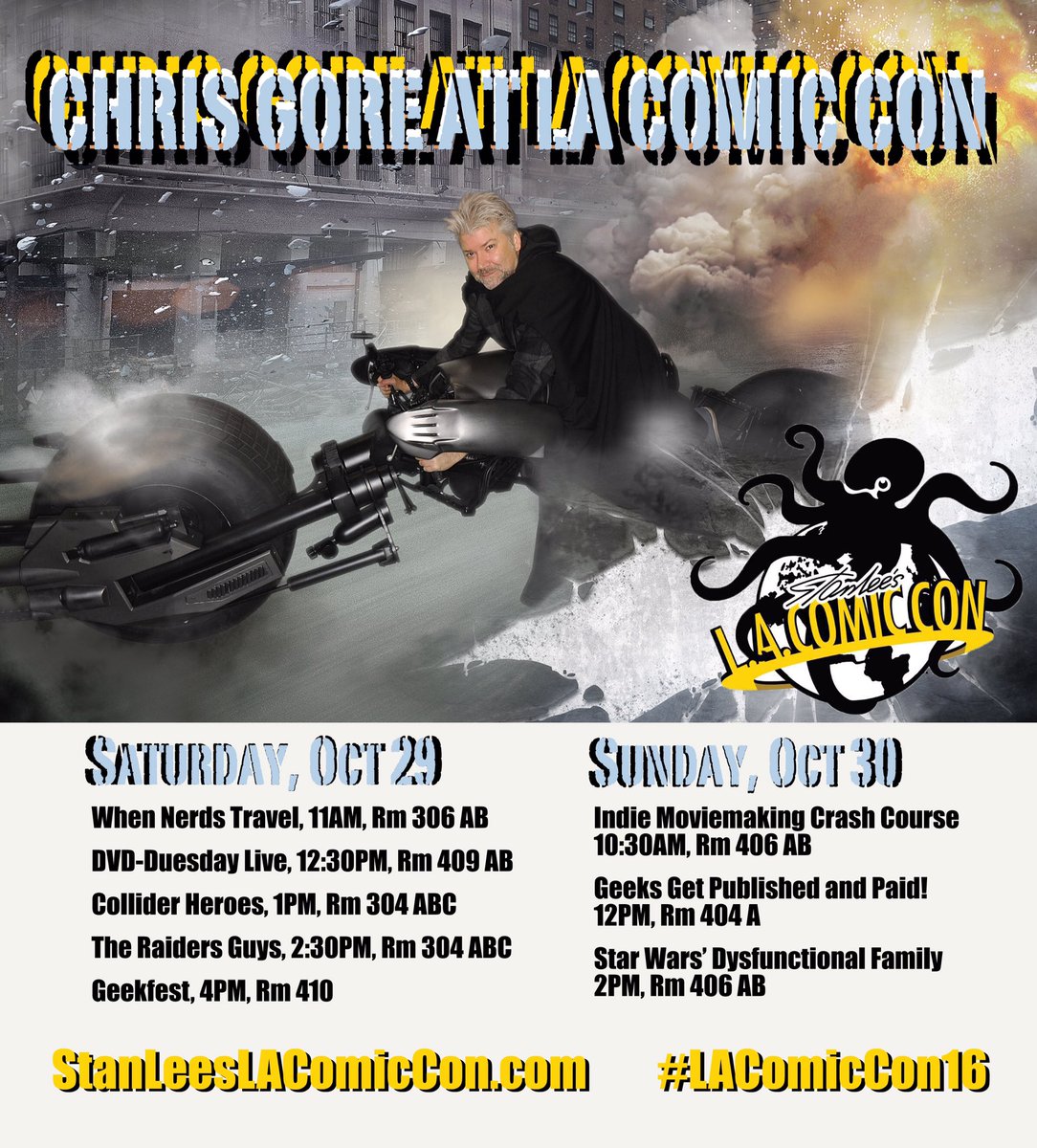 dvduesday's tweet image. See @ThatChrisGore @StanLeeComicCon on the #DVDuesday panel and 7 other panels Oct 28-30. #LAComicCon16 #Halloween 
stanleeslacomiccon.com/2016-programmi…