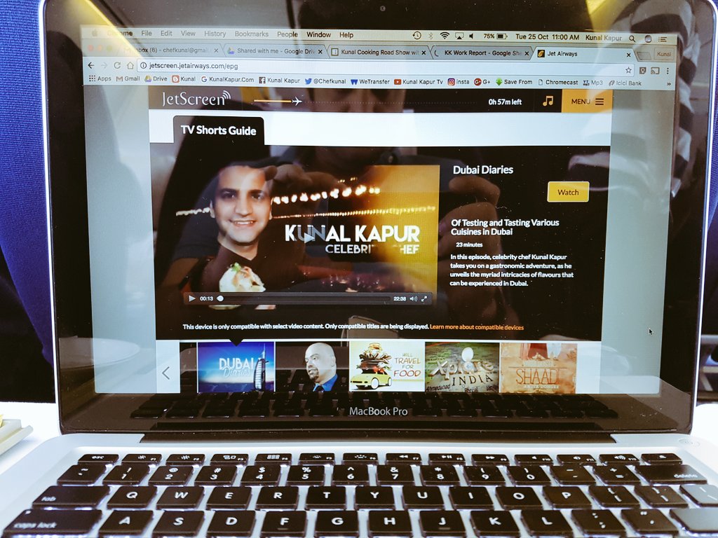 ChefKunalKapur's tweet image. Woah my show #DubaiDairies on #JetScreen. Watch it when you fly next.