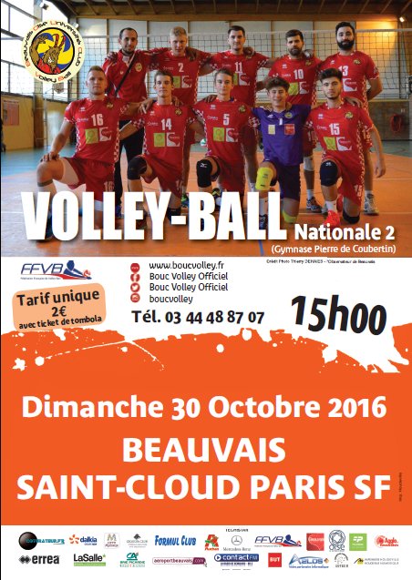 Venez nombreux à la salle Pierre de Coubertin à Beauvais ce Dimanche 30 Octobre 2016 ! À 15h !

Partager un maximum ! Allez le BOUC Volley !