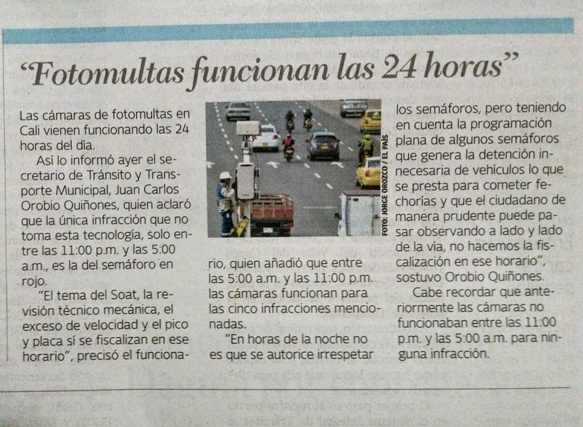 CesarLopez_'s tweet photo. Fotomultas quedan 24 horas en #Cali para #Soat #PicoyPlaca #Velocidad #RevTecMec 11 a 5am puede pasar x #Seguridad https://t.co/1F6LzGOkdt