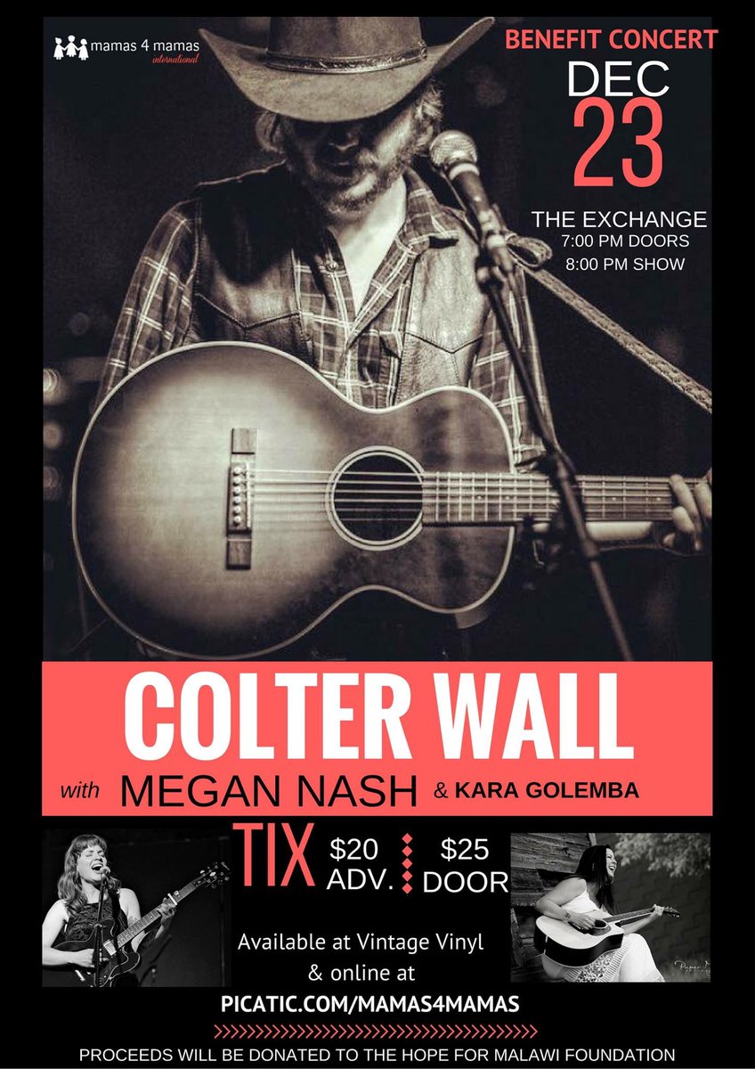 Mark your calendars for this unique event! Colter Wall is headlining our benefit concert feat @megannashmusic @karagolemba #saskmusic #yqr