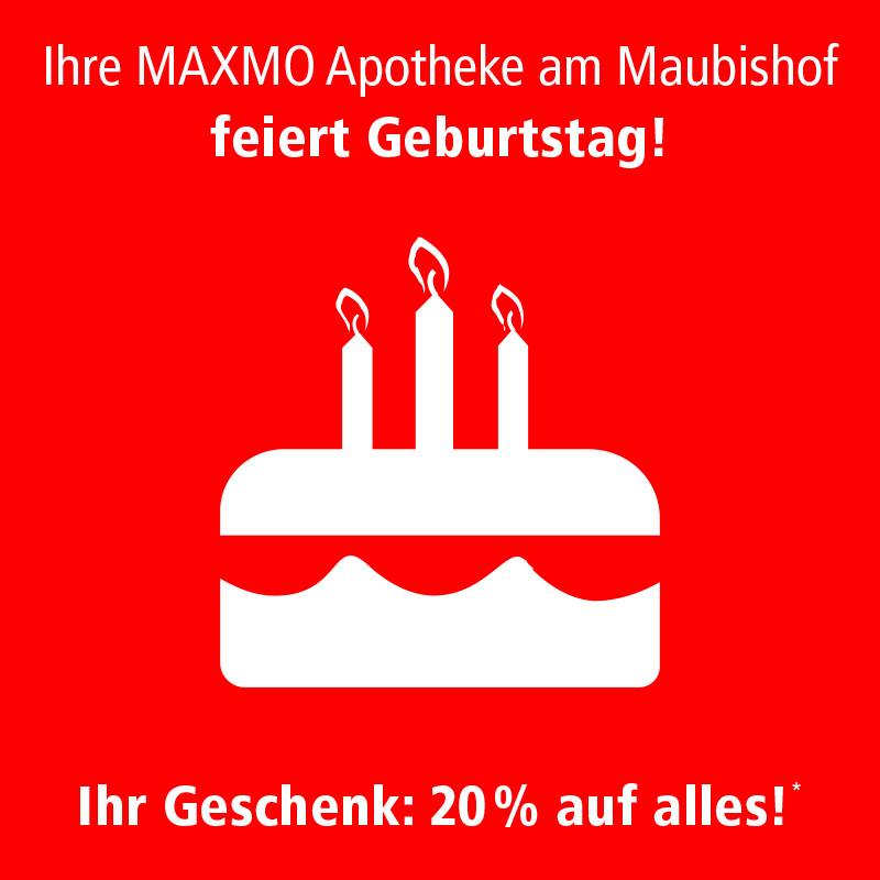 Die MAXMO #Apotheke am Maubishof in #Kaarst hat Geburtstag. Alles Gute für Sie: 20% Geburtstagsrabatt! Gültig nur am 27. Oktober 2016!