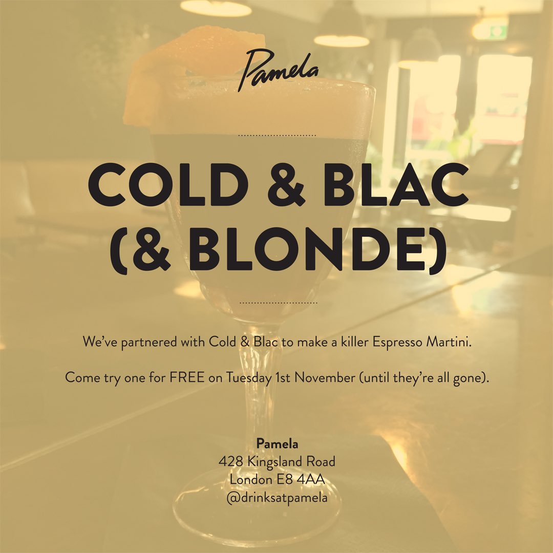 We’ve partnered with <a href="/coldnblac/">Cold & Blac</a> to make a killer Espresso Martini. Come try for FREE Tue 1st Nov: bit.ly/coldandblacand…