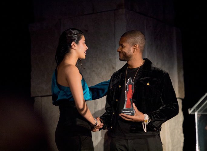 Usher's tweet image. What an honor to call you a friend, @priyankachopra. 
#Intelligent 
#downtoearth 
#quickwitted 
#geniuinepersonalstyle 
Photo: Kevin Tachman