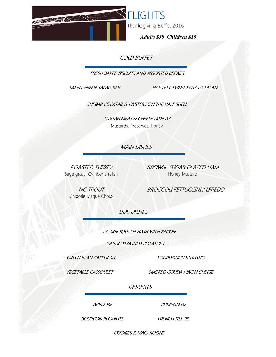 Make your reservations for our Thanksgiving Buffet this year <a href="/RenRaleigh/">Renaissance Raleigh</a> <a href="/Flights4100/">Flights Restaurant</a> <a href="/VisitNorthHills/">North Hills Raleigh</a> #TurkeyDay