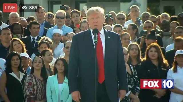 FOX10Phoenix's tweet photo. WATCH #LIVE: @realDonaldTrump speaks at campaign event in #Florida - #LIVESTREAM: https://t.co/nbtFWWStqY https://t.co/cACeGRWPcd