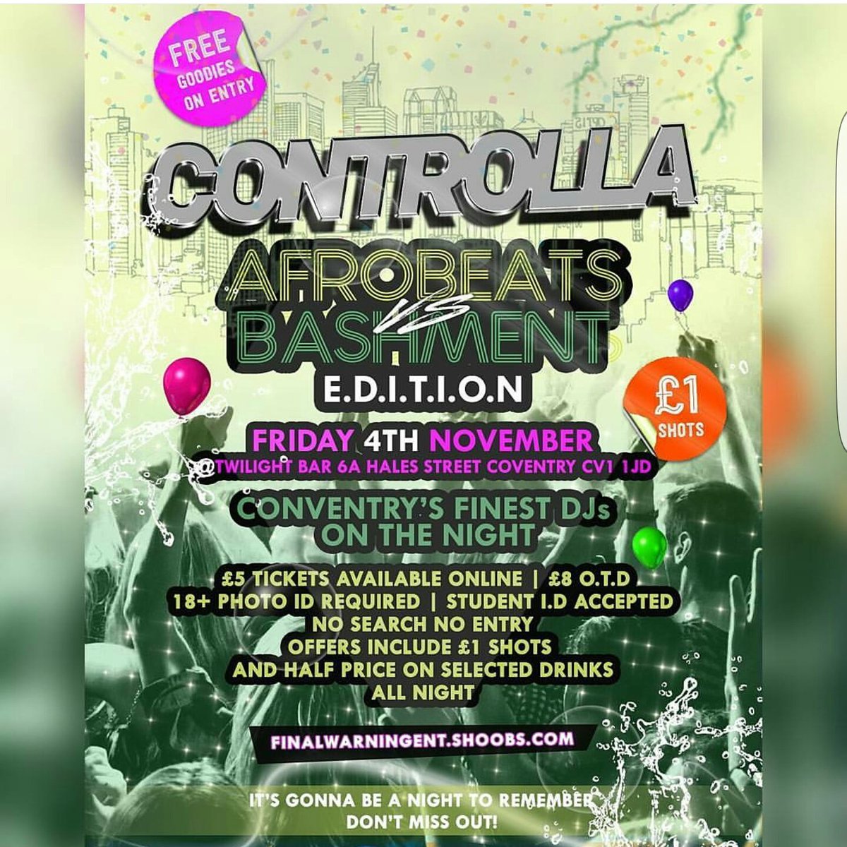 DjStevi3fws's tweet photo. If your in COV on the 4th Nov this is the place to be ♪💃♬♫💃♪🔥🔥 #TrustMi  #AfrobeatVsBashment https://t.co/Bq4K4wFVCK