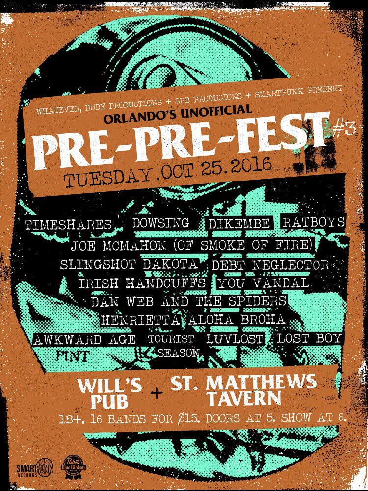 SRBpresents's tweet photo. TONIGHT! it's pre-pre-@thefestfl time in Orlando! 5PM / $15 / 18+ / @willspub &amp; @StMatthewsatOBG https://t.co/XV3QOsYuzV