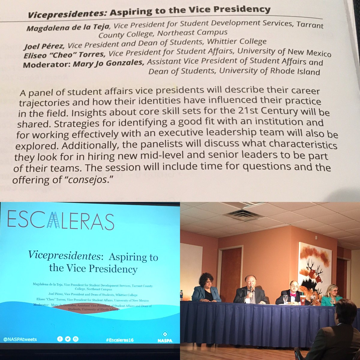 jvmezquita's tweet photo. Powerful panel this morning! #ESCALERAS16 #NASPAtweets #inspired #sisepuede https://t.co/r90BrRHTy5