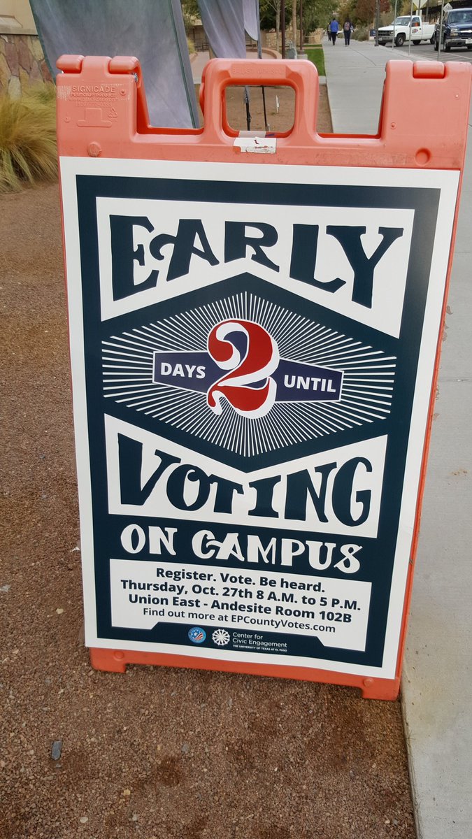 Univ1301Cw's tweet photo. Get out there and vote! #exploreutep #earlyvoting https://t.co/J5gCDJom2G