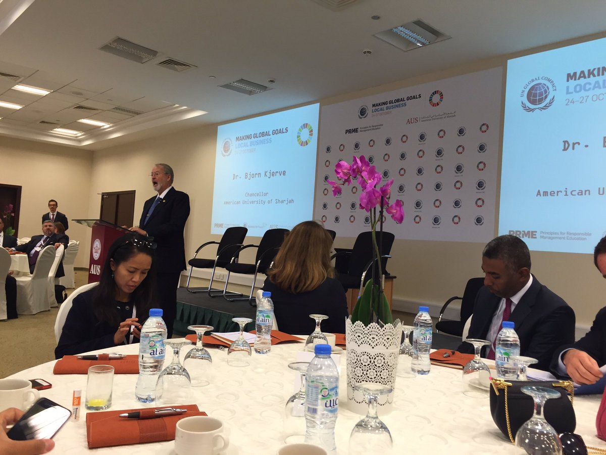 PRMESecretariat's tweet photo. Happening today: #PRME Biz 4 Peace forum at @AUSharjah alongside @globalcompact events in Dubai. Follow #PRMEB4P for updates! https://t.co/gvWcqE2Lbr